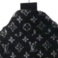 Louis Vuitton Men Monogram Jacquard Fleece Zip-Through Jacket Polyester Black Slightly Loose Fit