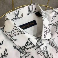 Louis Vuitton Men Placed Graphic Shirt LV Cartoons Cotton Regular Fit-White