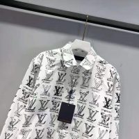 Louis Vuitton Men Placed Graphic Shirt LV Cartoons Cotton Regular Fit-White