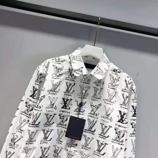 Louis Vuitton Men Placed Graphic Shirt LV Cartoons Cotton Regular Fit ...