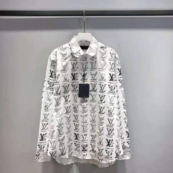 Louis Vuitton Women Placed Graphic Shirt LV Cartoons Cotton Regular Fit ...
