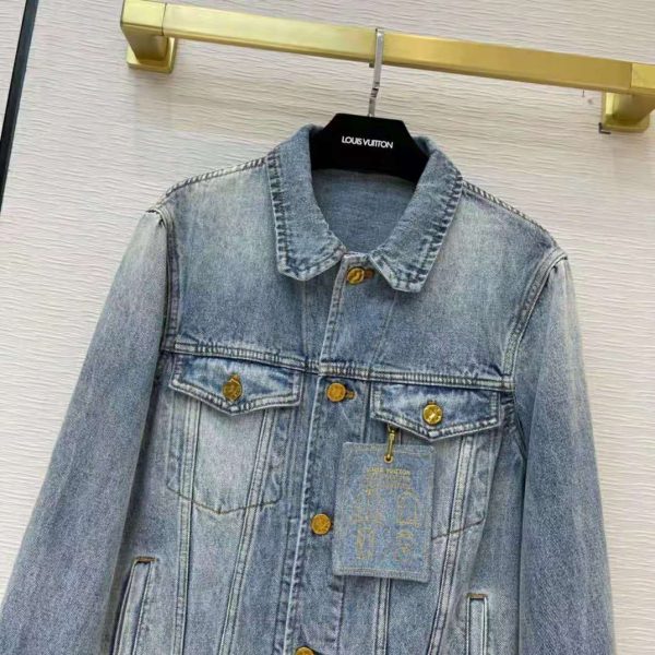 Louis Vuitton Men Staples Edition DNA Denim Jacket Cotton Indigo Regular Fit-Blue (5)