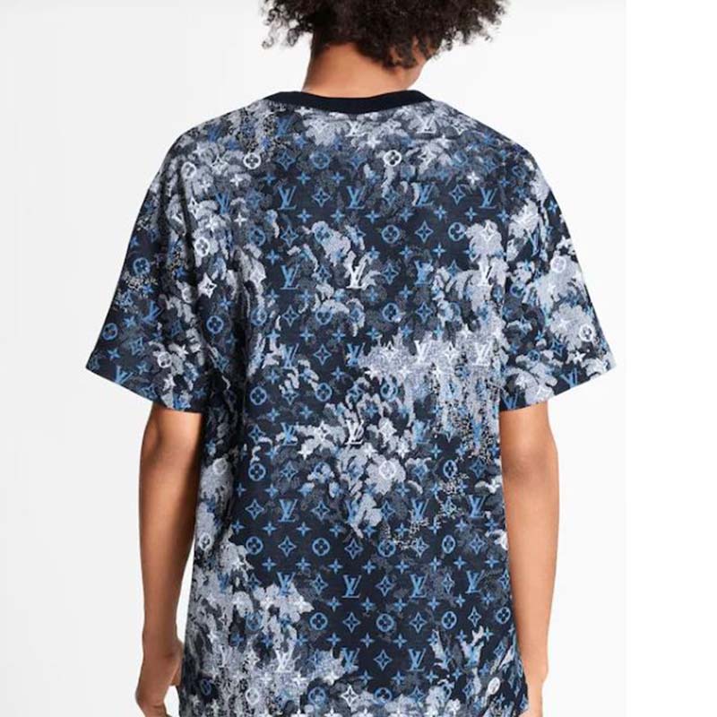 Louis Vuitton Navy Blue Cotton Prism Print Logo Applique Detail Crewneck  T-Shirt M Louis Vuitton