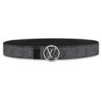 Louis Vuitton Unisex LV Circle 40mm Vändbart Bälte Monogram Eclipse Canvas Kalv