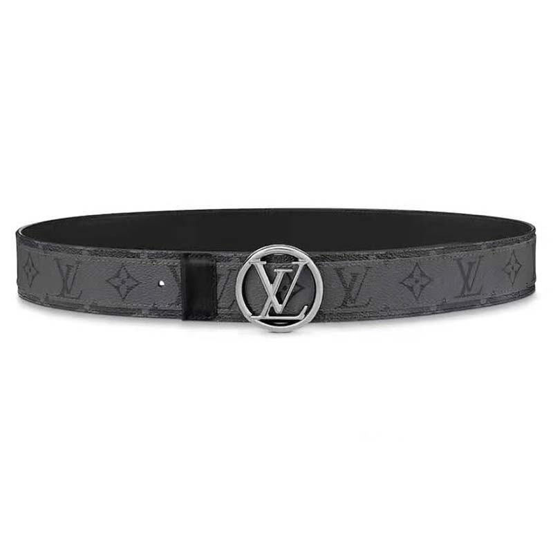 Louis Vuitton LV Circle 35mm Reversible Belt Black + Cowhide. Size 85 cm