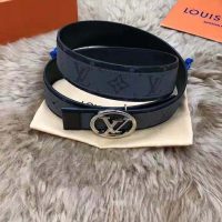 Louis Vuitton Unisex LV Circle 40mm Reversible Belt Monogram Eclipse Canvas Calf