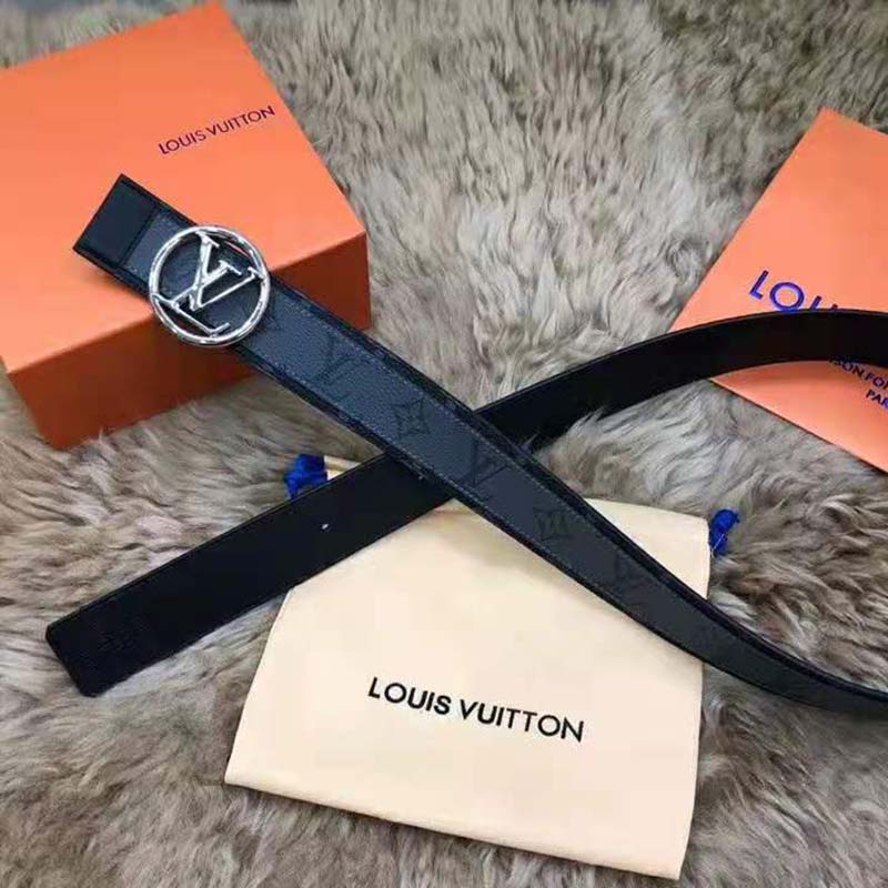 LV Circle 40mm Reversible Belt Monogram Eclipse Canvas - Men - Accessories