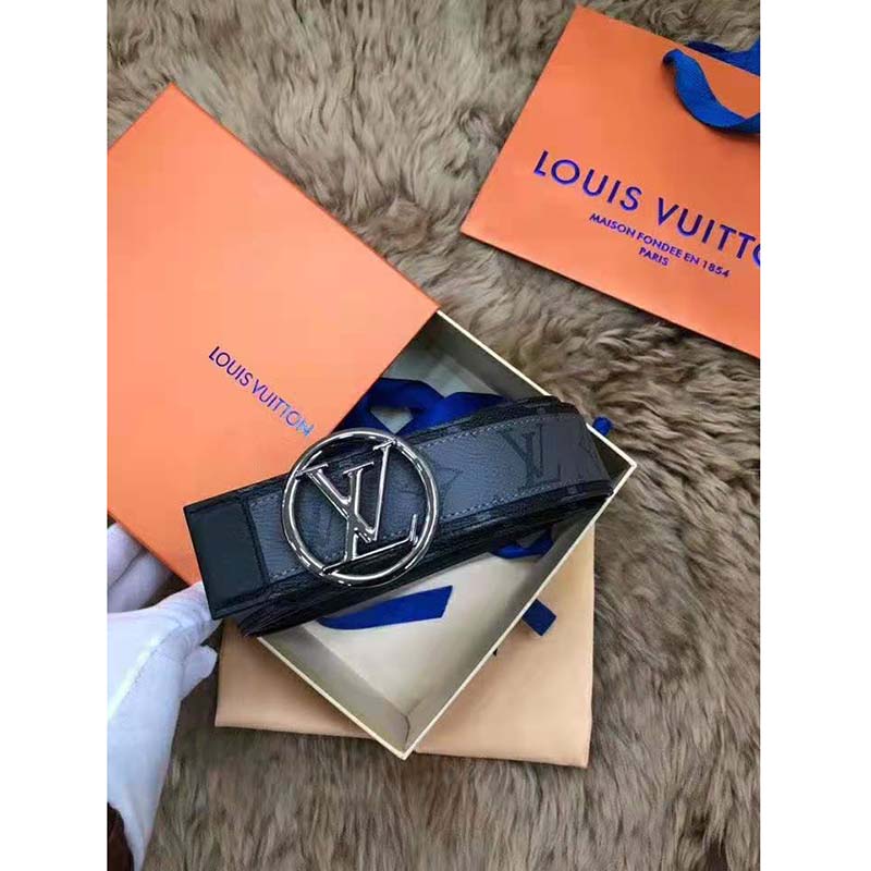 Louis Vuitton Reversible Belt Circle Monogram Eclipse Reverse 40MM Gray in  Coated Canvas with Silver-tone - US