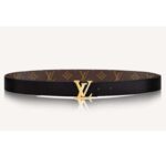 Louis Vuitton Unisex LV Initials 30 mm Reversible Belt Monogram Canvas Calf Leather-Black
