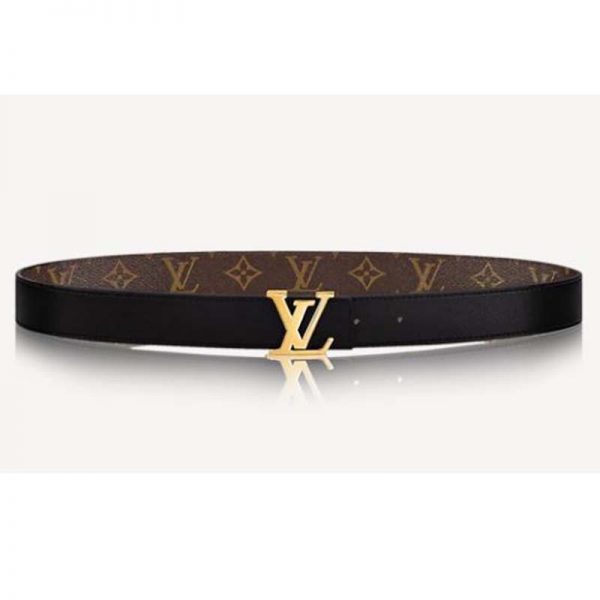 Louis Vuitton Unisex LV Initials 30 mm Reversible Belt Monogram Canvas Calf Leather-Black