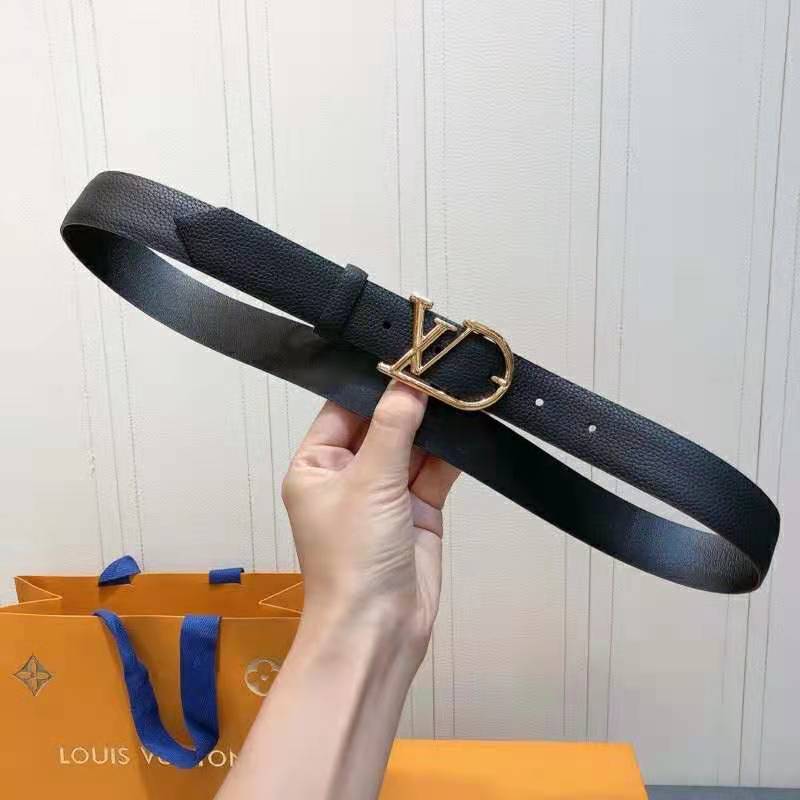 Louis Vuitton Unisex Neogram 30 mm Belt Anagramme Bombé Strap-Black - LULUX