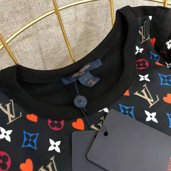 Louis Vuitton Women Game On Contrast Back Cotton T-Shirt Monogram Loop Details-Black (5)