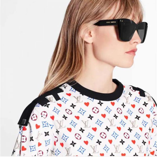 Louis Vuitton Women Game On Contrast Back Cotton T-Shirt Monogram Loop Details-White (8)