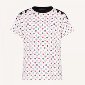 Louis Vuitton Women Game On Contrast Back Cotton T-Shirt Monogram Loop Details-White