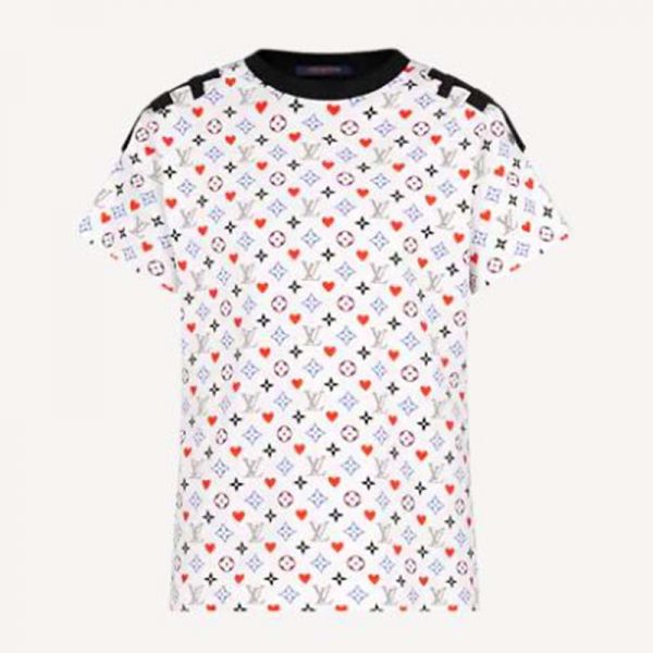 Louis Vuitton Women Game On Contrast Back Cotton T-Shirt Monogram Loop Details-White