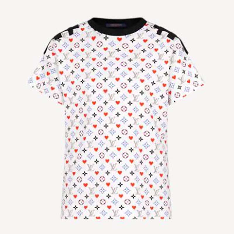 Vuitton Women Game On Contrast T-Shirt Monogram Loop Details-White - LULUX