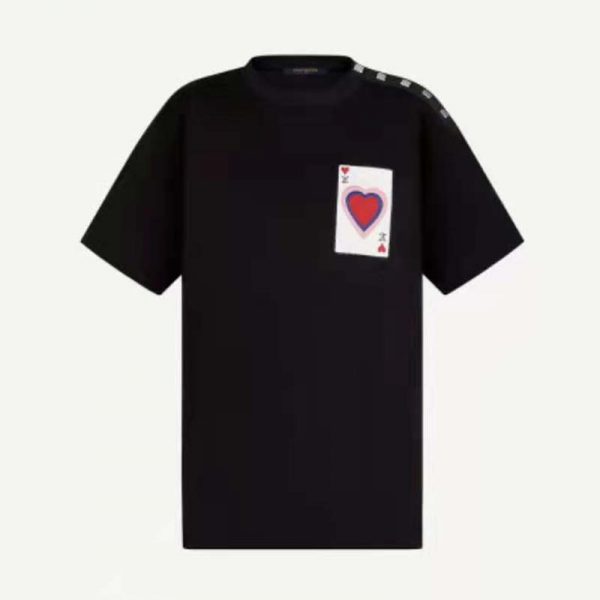 Louis Vuitton Women Game On Thread-Embroidered T-Shirt Regular Fit-Black