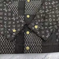 Louis Vuitton Men Giant Damier Waves Monogram Denim Jacket Cotton Regular Fit-Black