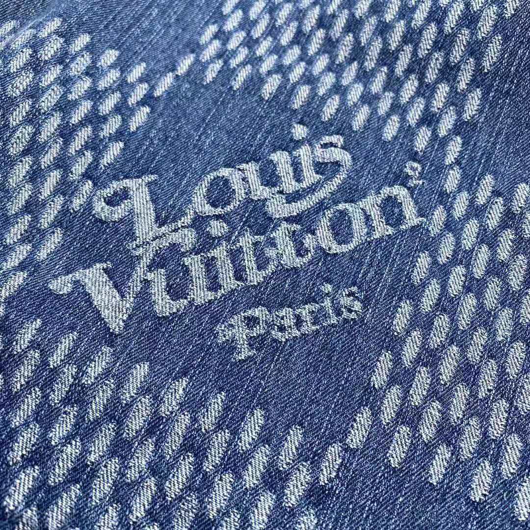 Louis Vuitton Blue, Pattern Print 2020 Nigo Damier Wave Denim Jacket Us40, FR50 | L