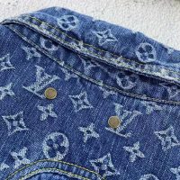 Louis Vuitton Women Giant Damier Waves Monogram Denim Jacket Cotton Regular Fit-Blue