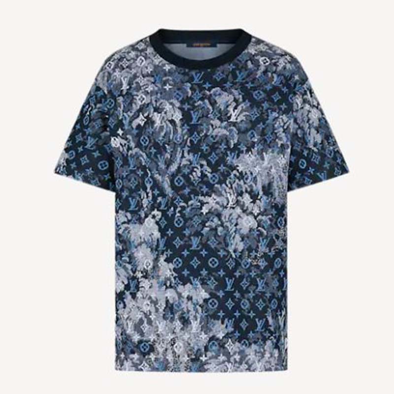 Louis Vuitton Men Tapestry Monogram T-Shirt Cotton Blue Regular Fit - LULUX