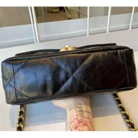 Chanel Women 19 Flap Bag Lambskin Gold Silver-Tone Ruthenium-Finish Metal Black