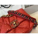 Chanel Women 19 Flap Bag Sequins Calfksin Silver-Tone Gold-Tone Metal Coral – Bild 8
