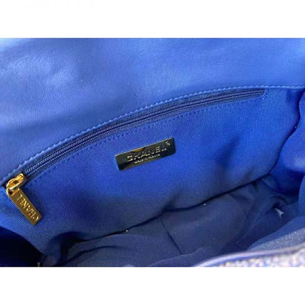 Chanel Women 19 Flap Bag Sequins Calfksin Silver-Tone Gold-Tone Metal Sky Blue (10)
