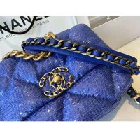 Chanel Women 19 Flap Bag Sequins Calfksin Silver-Tone Gold-Tone Metal Sky Blue