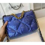Chanel Women 19 Flap Bag Sequins Calfksin Silver-Tone Gold-Tone Metal Sky Blue - Bild 5