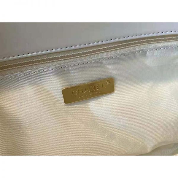 Chanel Women 19 Large Flap Bag Iridescent Calfskin Gold Silver-Tone & Ruthenium-Finish Metal White (10)