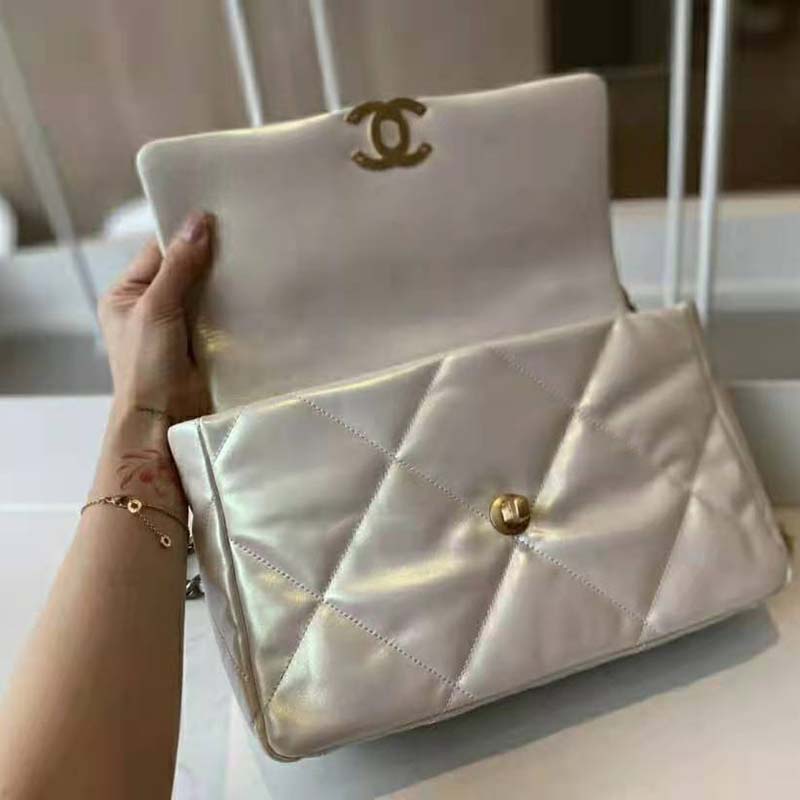 chanel white purse leather