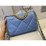 Chanel Women Chanel 19 Flap Bag Lambskin Gold Silver-Tone Ruthenium-Finish Metal Blue – Image 5