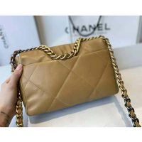 Chanel Women Chanel 19 Flap Bag Lambskin Gold Silver-Tone Ruthenium-Finish Metal Brown