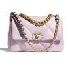 Chanel Women Chanel 19 Flap Bag Lambskin Gold Silver-Tone Ruthenium-Finish Metal Light Pink