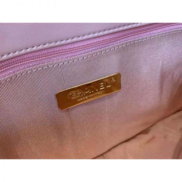 Chanel Women Chanel 19 Flap Bag Lambskin Gold Silver-Tone Ruthenium-Finish Metal Light Pink (10)