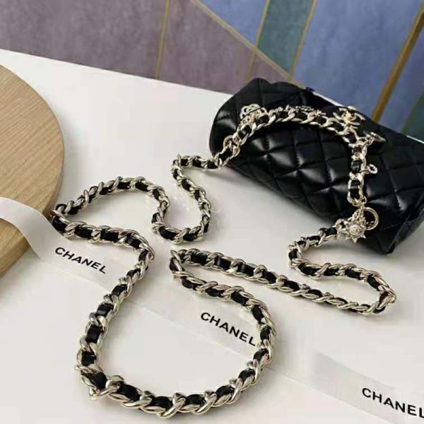 Chanel Women Flap Bag Lambskin Gold-Tone Metal Black (5)