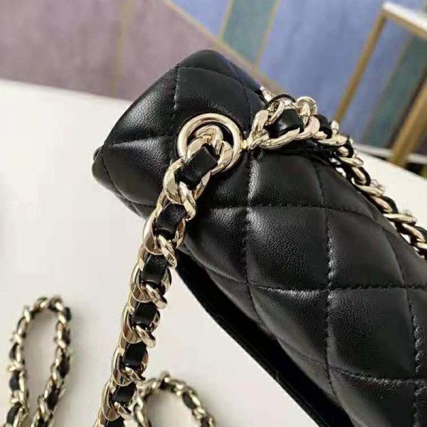 Chanel Women Flap Bag Lambskin Gold-Tone Metal Black (6)