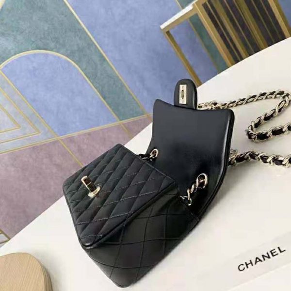 Chanel Women Flap Bag Lambskin Gold-Tone Metal Black (8)