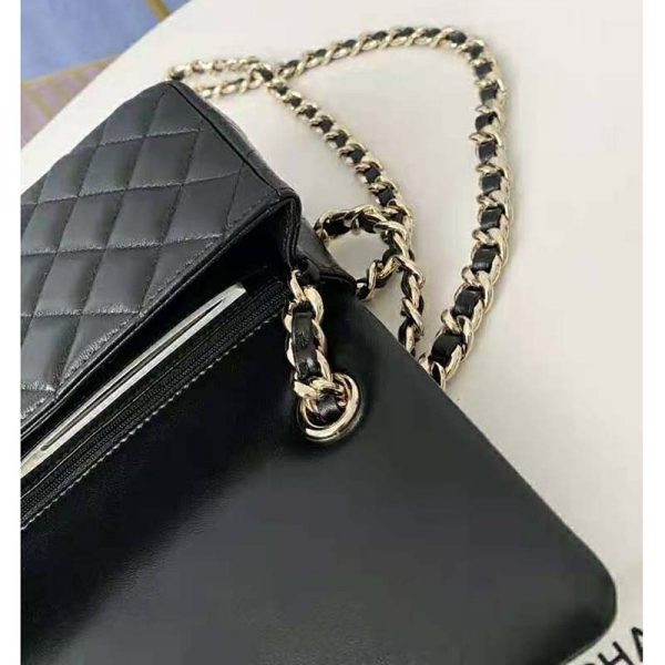 Chanel Women Flap Bag Lambskin Gold-Tone Metal Black (9)