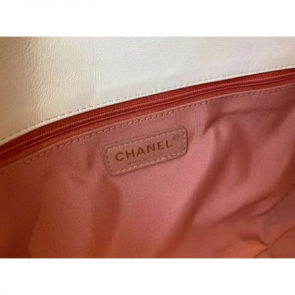 Chanel Women Large Flap Bag Lambskin & Gold-Tone Metal White (10)