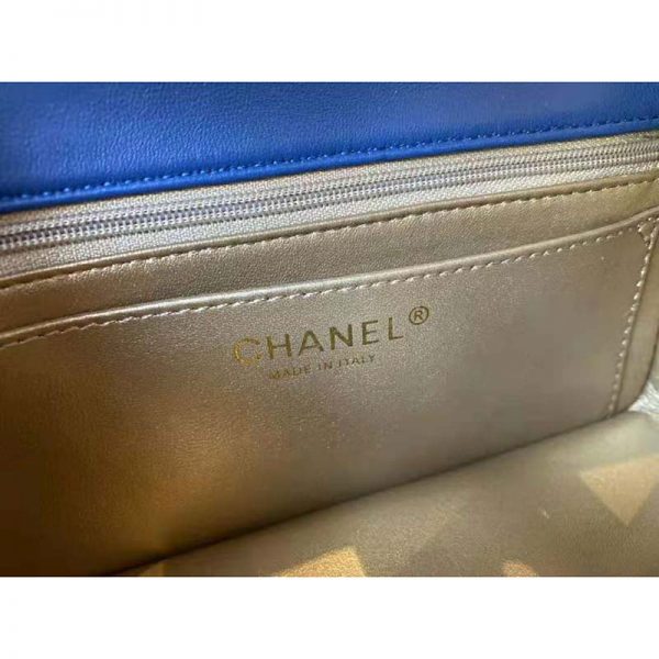 Chanel Women Mini Flap Bag Lambskin & Gold-Tone Metal Blue (10)