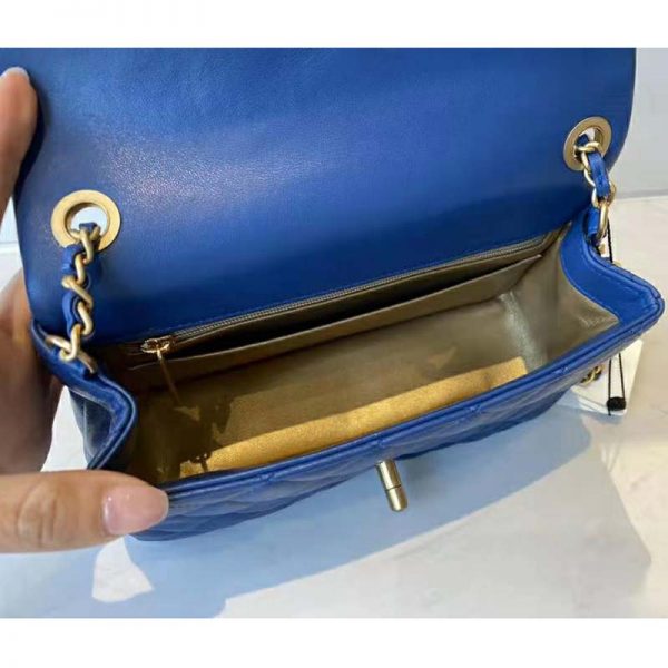 Chanel Women Mini Flap Bag Lambskin & Gold-Tone Metal Blue (9)