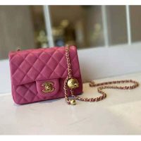 Chanel Women Mini Flap Bag Lambskin & Gold-Tone Metal Coral