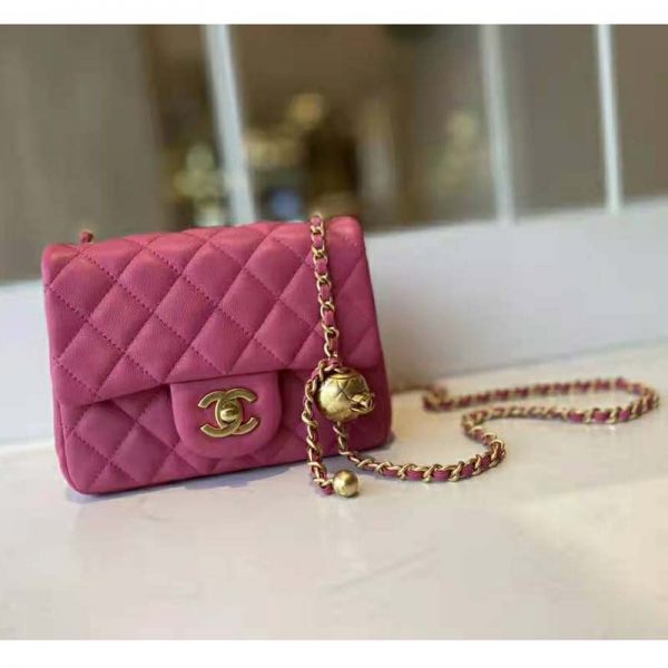 Chanel Women Mini Flap Bag Lambskin & Gold-Tone Metal Coral (2)