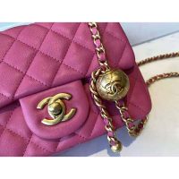 Chanel Women Mini Flap Bag Lambskin & Gold-Tone Metal Coral