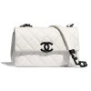 Chanel Women Small Flap Bag Grained Calfskin Lacquered Metal White Black