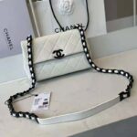 Chanel Women Small Flap Bag Grained Calfskin Lacquered Metal White Black - immagine 3