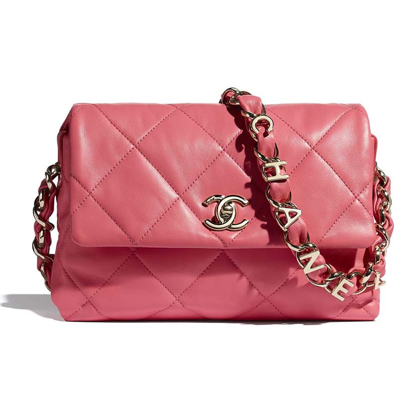 Chanel Mini Shopping Bag in Coral Pink Shiny Aged Calfskin & Gold