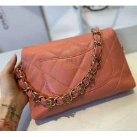 Chanel Women Small Flap Bag Lambskin & Gold-Tone Metal Coral